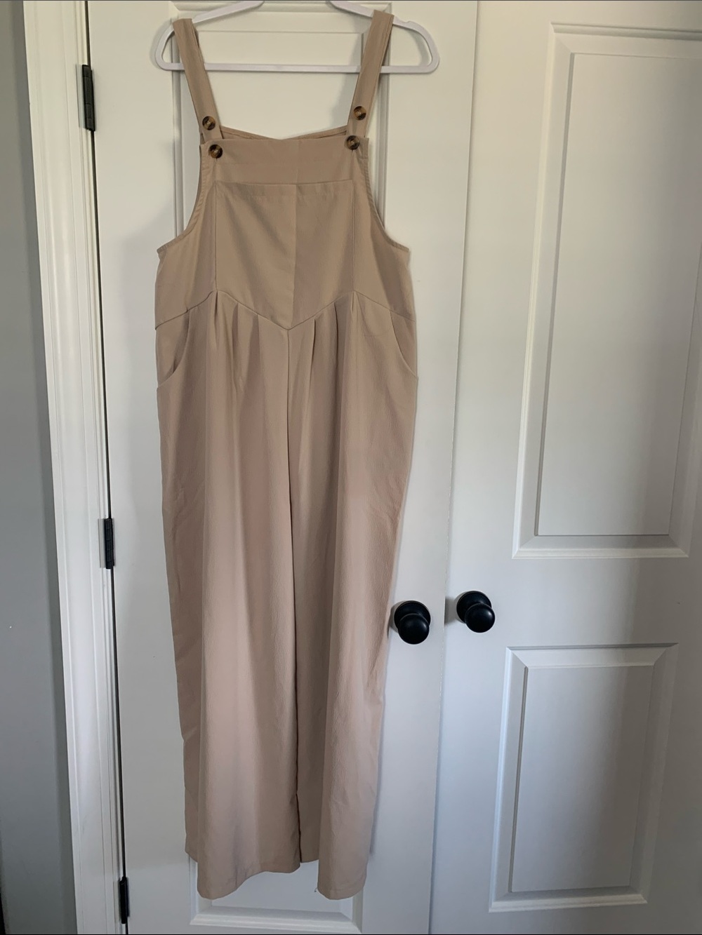 Beige Wide-Leg Jumpsuit